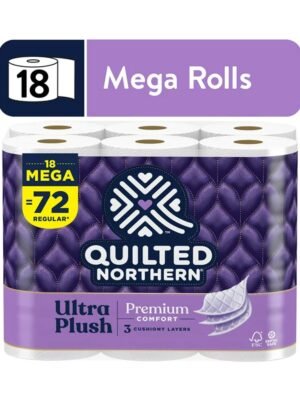 Quilted Northern Ultra Plush 18 Mega Rolls, 3X More Absorbent, Luxurious Soft Toilet Paper
