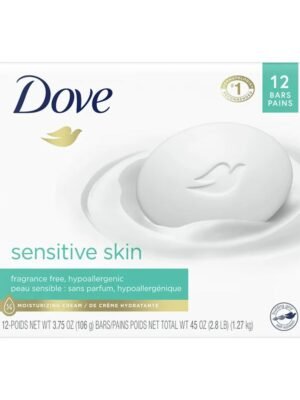 Dove Beauty Bar Sensitive Skin More Moisturizing Than Bar Soap, 3.75 oz, 12 Bars