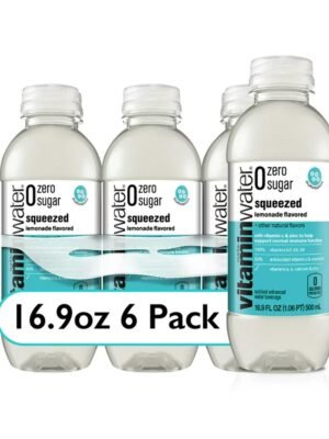 Vitaminwater zero sugar squeezed electrolyte enhanced water, lemonade, 16.9 fl oz, 6 count bottles