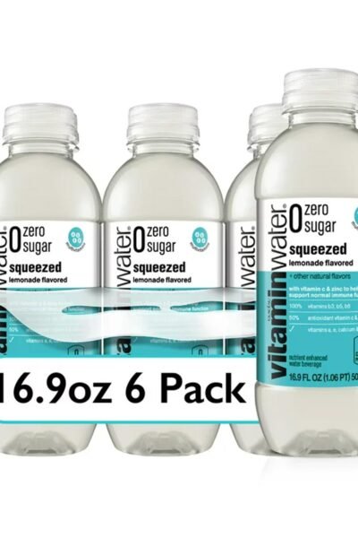 Vitaminwater zero sugar squeezed electrolyte enhanced water, lemonade, 16.9 fl oz, 6 count bottles